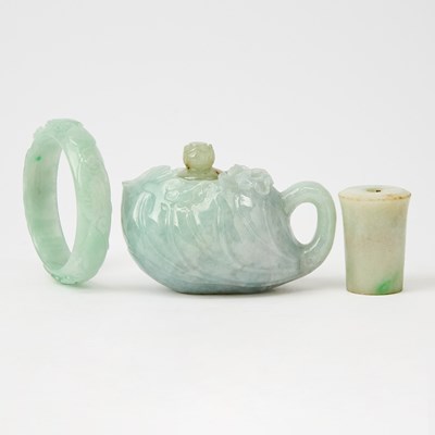 Lot 453 - Three Chinese Jadeite Carvings
