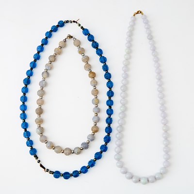 Lot 445 - Three Chinese Hardstone Necklaces