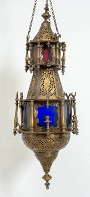 Lot 360 - Moroccan Style Gilt Metal Hanging Lantern