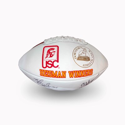 Lot 80 - Football signed by four Heisman Trophy winners from USC, including O.J. Simpson