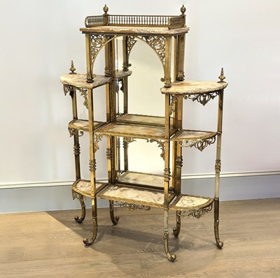 Lot 1184 - Victorian Brass and Onyx Etagere