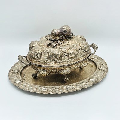 Lot 1230 - Silvered Covered Tureen and Stand