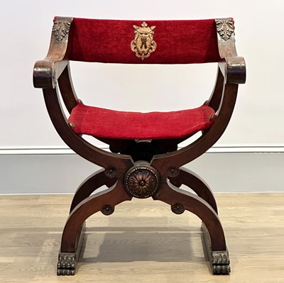Lot 1142 - Baroque Style Walnut Savonarola Chair