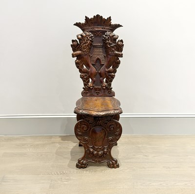Lot 1141 - Carved Walnut Hall Chair