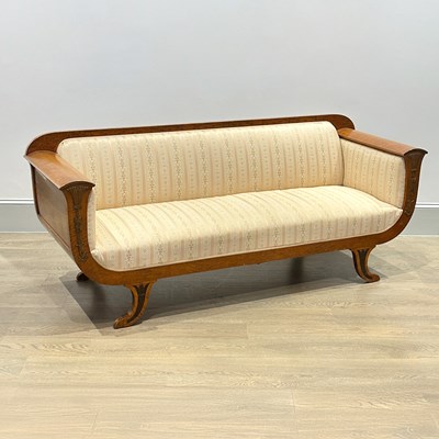Lot 1168 - Biedermeier Maple Upholstered Sofa