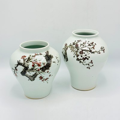 Lot 1098 - Two Chinese Prunus Decorated Porcelain Vases
