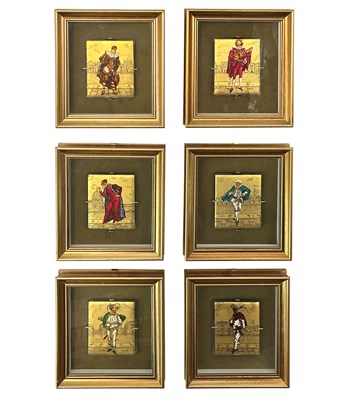 Lot 1147 - Set of Six Gilt and Painted Murano Glass Tiles