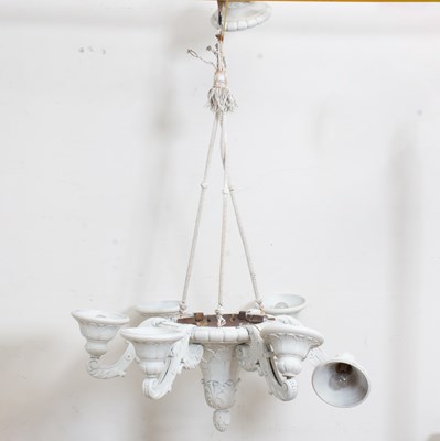 Lot 361 - White Painted Six-Light Chandelier