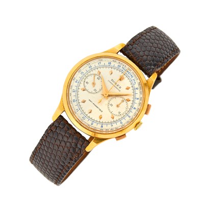 Lot 12 - Rolex Gentleman's Gold 'Anti-Magnetique' Chronograph Wristwatch, Ref. 3834 R