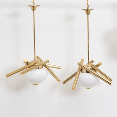 Lot 373 - Pair of Mid Century Modern Gilt Metal Ceiling Lights