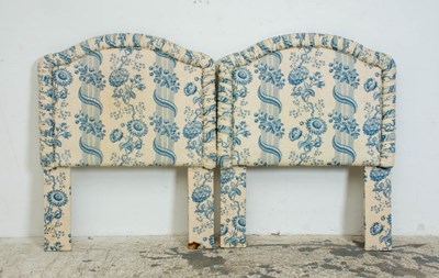 Lot 375 - Pair of Blue and White Upholstered Headboards