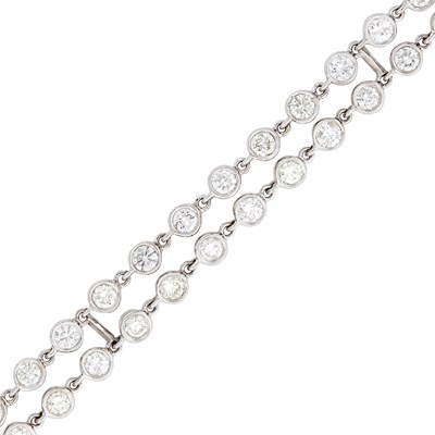 Lot 1167 - Double Strand Platinum and Diamond Bracelet