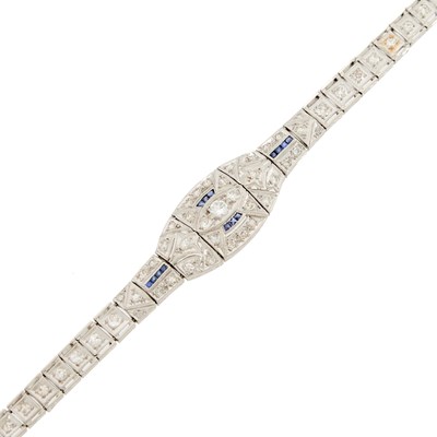 Lot 2130 - Platinum, Diamond and Sapphire Bracelet