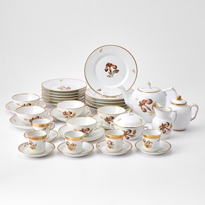 Lot 3177 - Assembled Royal Copenhagen Porcelain "Brown Iris" Pattern Dessert Service