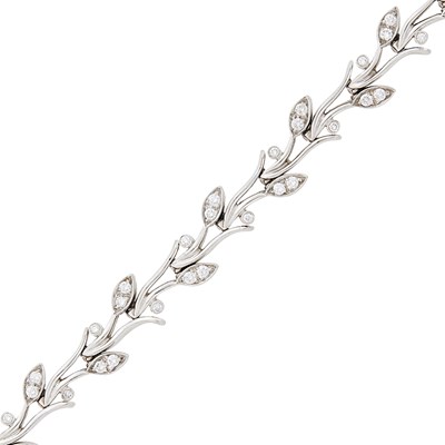 Lot 1113 - Tiffany & Co. Platinum and Diamond 'Vine' Bracelet