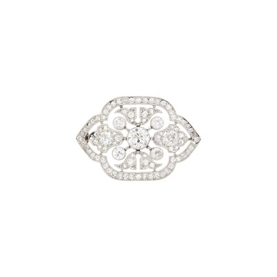 Lot 277 - Cartier Belle Époque Platinum and Diamond Brooch