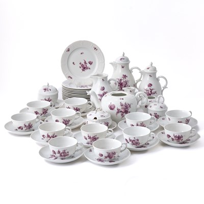 Lot 3054 - Nymphenburg Puce Decorated Porcelain Tea and Coffee Service