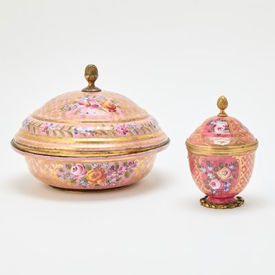 Lot 563 - Two Gilt-Bronze Mounted Polychrome Enameled Bowls and Covers