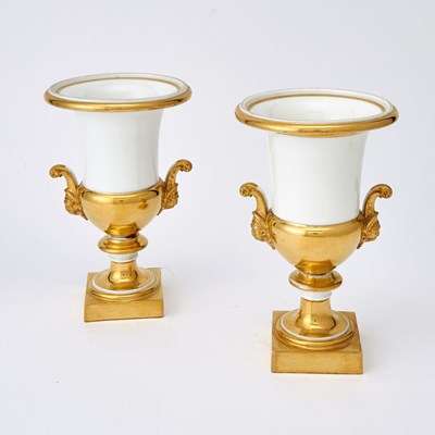 Lot 3115 - Pair of French Gilt Decorated White Porcelain Vases