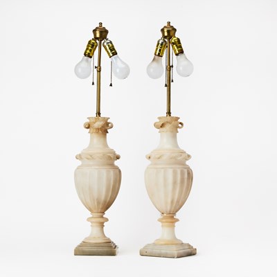Lot 235 - Pair of Alabaster Table Lamps