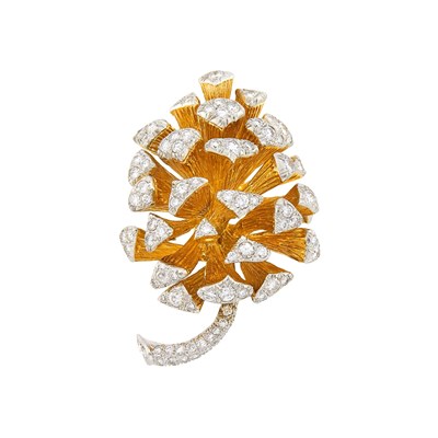 Lot 176 - David Webb Gold, Platinum and Diamond Pendant Clip-Brooch