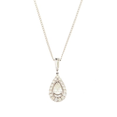 Lot 2108 - Platinum and Diamond Pendant with White Gold Chain Necklace