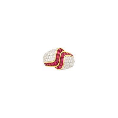 Lot 1177 - George Grof Two-Color Gold, Ruby and Diamond Ring