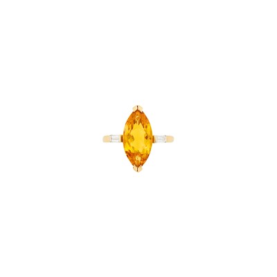 Lot 1049 - Gold, Platinum, Topaz and Diamond Ring