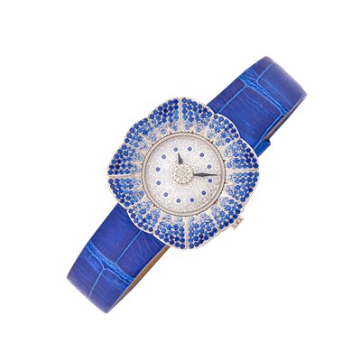 Lot 132 - Gianmaria Buccellati White Gold and Sapphire 'Eliochron' Wristwatch