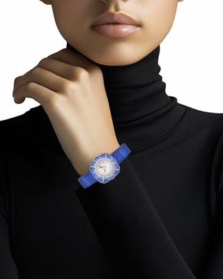 Lot 132 - Gianmaria Buccellati White Gold and Sapphire 'Eliochron' Wristwatch