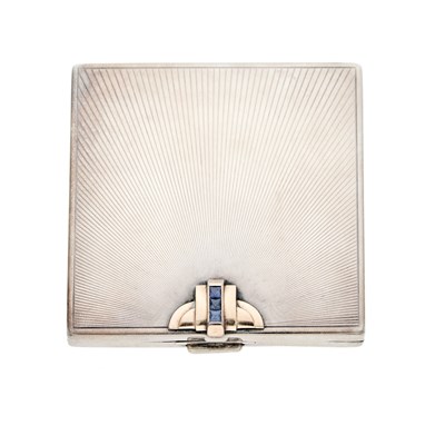 Lot 2186 - Silver, Gold and Sapphire Compact