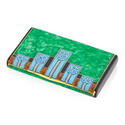 Lot 289 - Gold, Platinum, Multicolored Enamel and Diamond Case, France