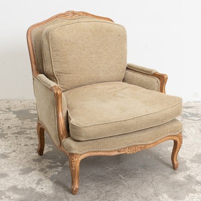 Lot 383 - Louis XV Style Beige Upholstered Bergère