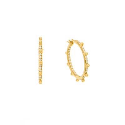 Lot 2005 - Temple St. Clair Pair of Gold and Diamond Hoop Earrings