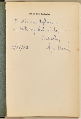 Lot 109 - Ayn Rand's For the New Intellectual, inscribed by Rand