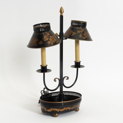 Lot 396 - Paint Decorated Tole Bouillotte Lamp