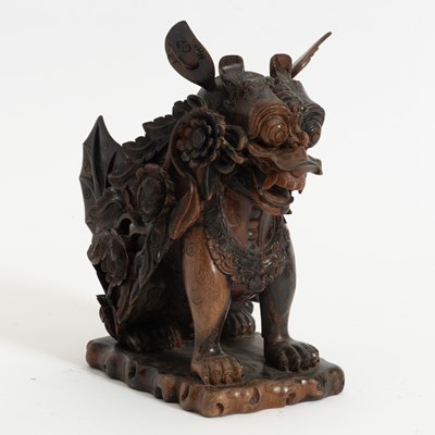 Lot 398 - Asian Carved Hardwood Fu Lion Figure