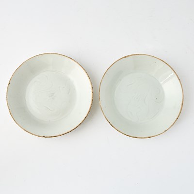Lot 521 - A Pair of Chinese Yingqing Saucer Dishes