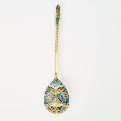 Lot 68 - Russian Silver-Gilt and Cloisonné Enamel Spoon