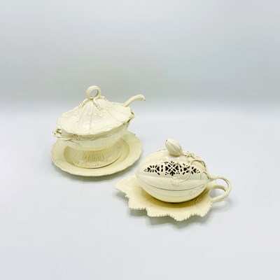 Lot 1082 - English Creamware Gourd-form Tureen