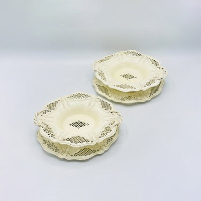 Lot 1087 - Pair of English Creamware Footed Compotes and Stands