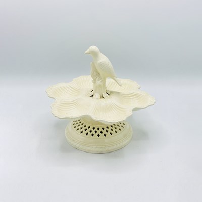 Lot 1090 - English Creamware Bird and Shell Centerpiece