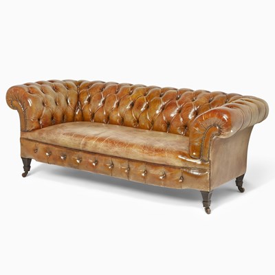 Lot 176 - English Faux Leather Chesterfield Sofa