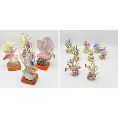 Lot 1077 - Group of Royal Worcester Porcelain Tropical Fish Sculptures