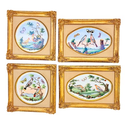 Lot 1048 - Two Pairs of Sevres Gilt and Hand-Painted Porcelain Plates