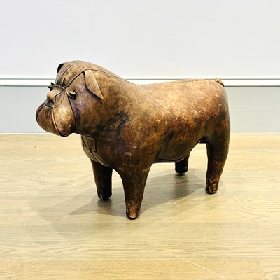 Lot 1066 - Leather Bull Dog Footstool