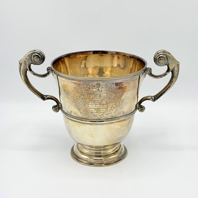 Lot 1102 - Irish George I Sterling Silver Gilt Two Handled Cup