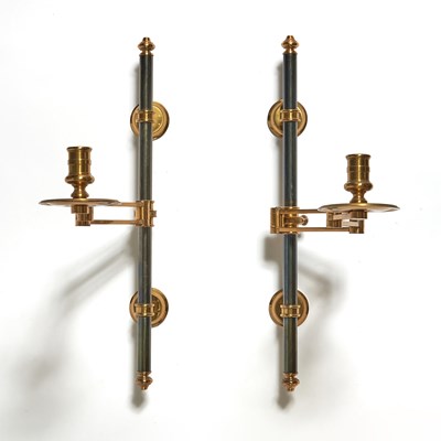 Lot 475 - Pair of Regency Style Brass and Steel One-Branch Wall-Lights