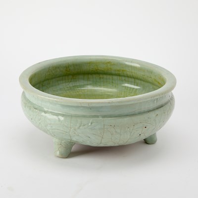 Lot 125 - A Large Chinese Longquan Celadon Tripod Censer
