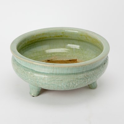 Lot 125 - A Large Chinese Longquan Celadon Tripod Censer
